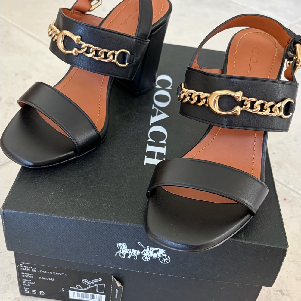 Brand New COACH MARI LEATHER SANDAL, Size 5.5 - Picture 13 of 16